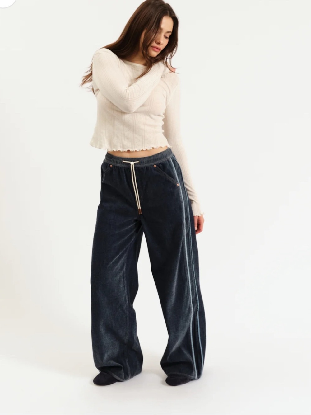 DAZE Denim THE COZY JEAN WIDE LEG PULL ON IN SKY WHISPER XS NWT